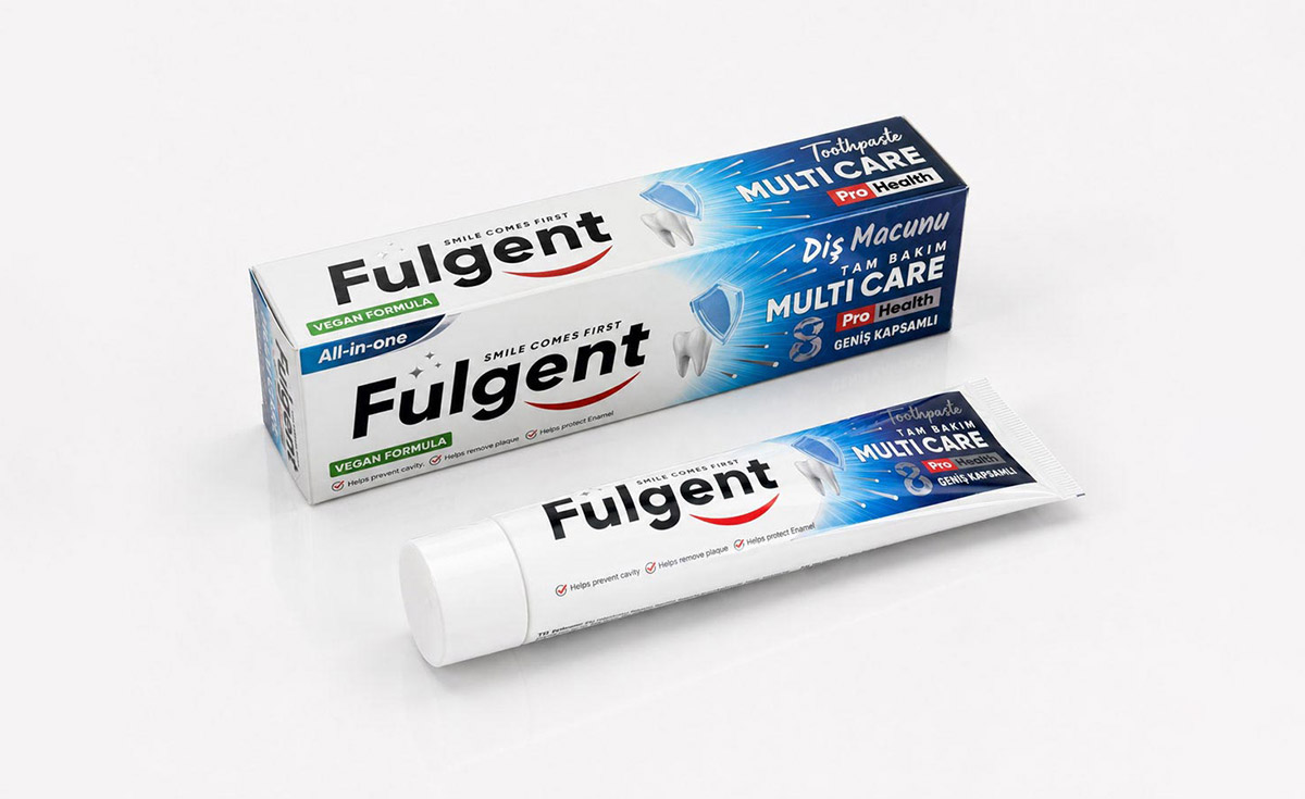 Fulgent Multi-Care toothpaste and carton