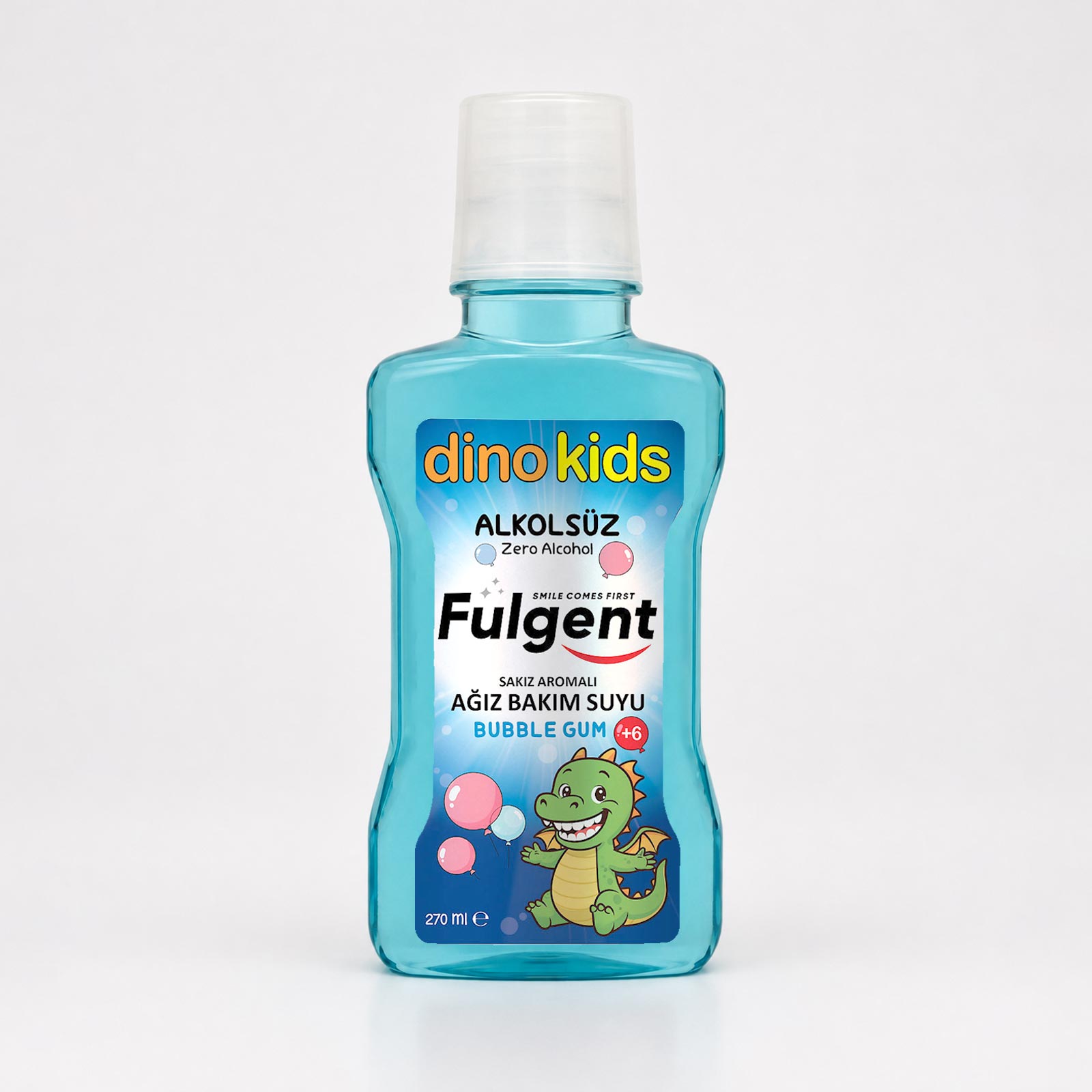 Dino Kids Bubble Gum Mouthwash front view