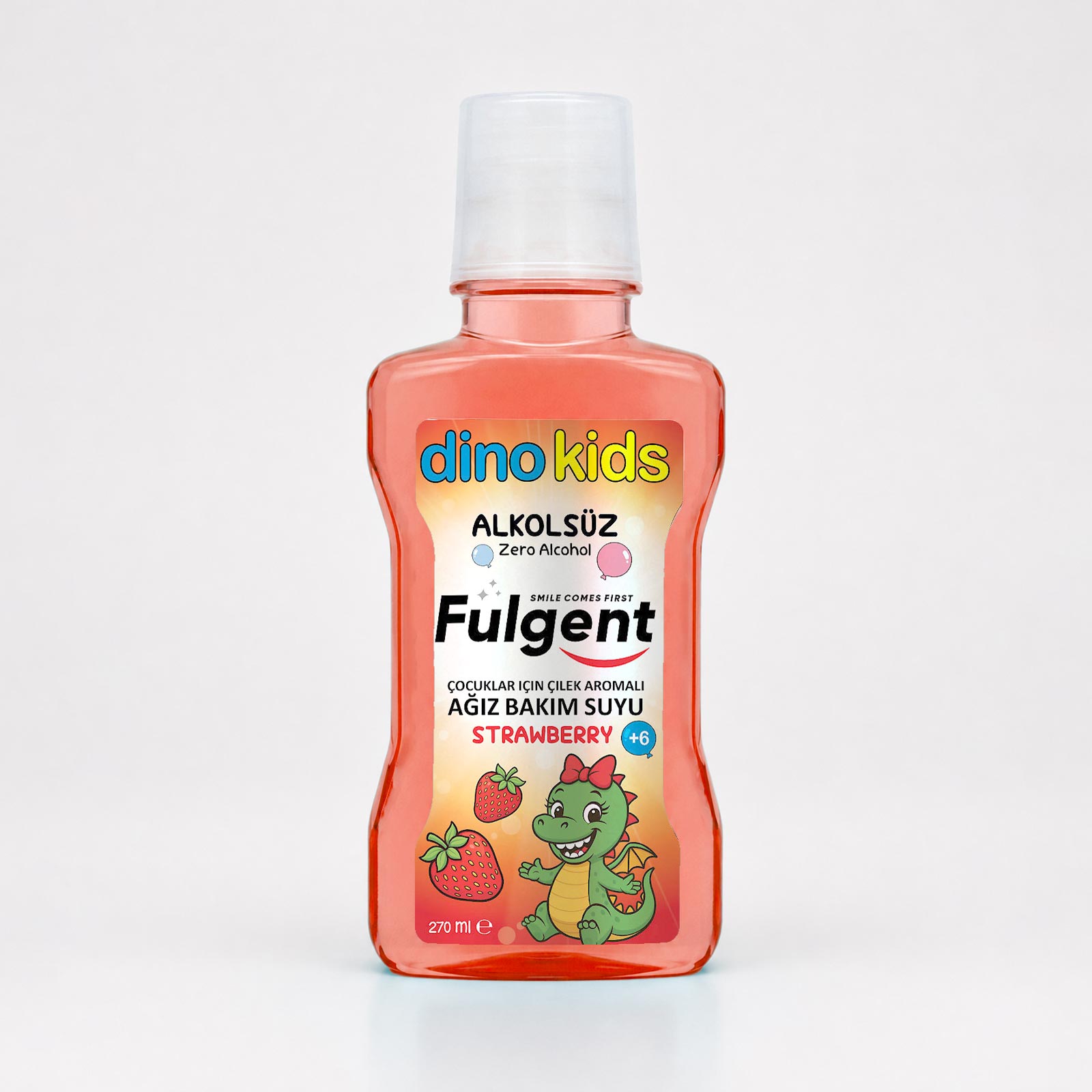 Dino Kids Strawberry Mouthwash front view